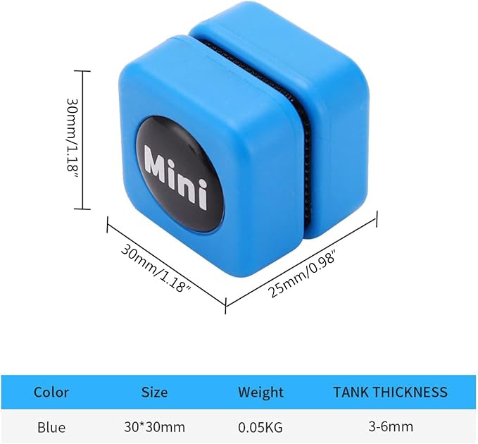 Magnetic Algaes Scrapers Small Fish for Aquarium Lass Cleaner Scrubber Cleaning Brush Scratch-Free -Slip, (Approx.): 30x30x25mm/1.18x1.18x0.98in, Blue//White/Black