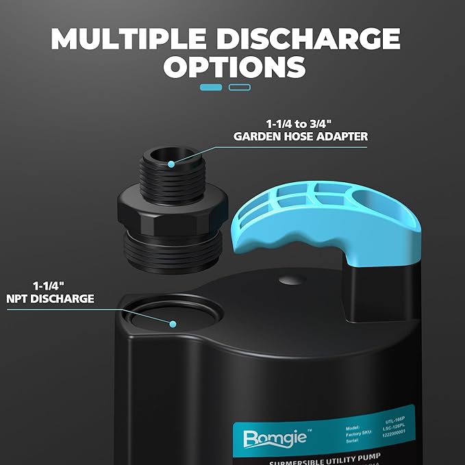 1/3 HP Submersible Water Pump, 2250GPH Thermoplastic Sump Pump Basement Portable Electric Utility Water Pump Removal for Pool Draining Basement Hot Tubs Garden Pool Cover Pond