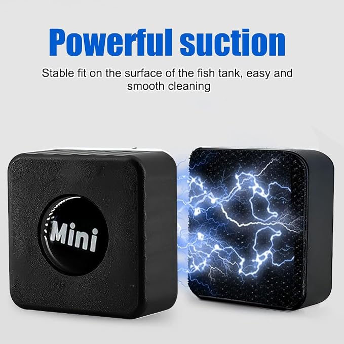 MiOYOOW Magnetic Aquarium Glass Cleaner, Mini Tank Algae Scraper, Non-Floatable, Inner and Outer Synchronized Cleaning for Small Square Fish Tanks