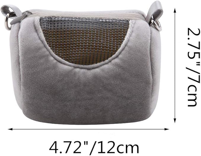 Dwarf Hamster Carrier Bag Portable Cylinder Warm Outdoor Bag with Adjustable Single Shoulder Strap (Grey)
