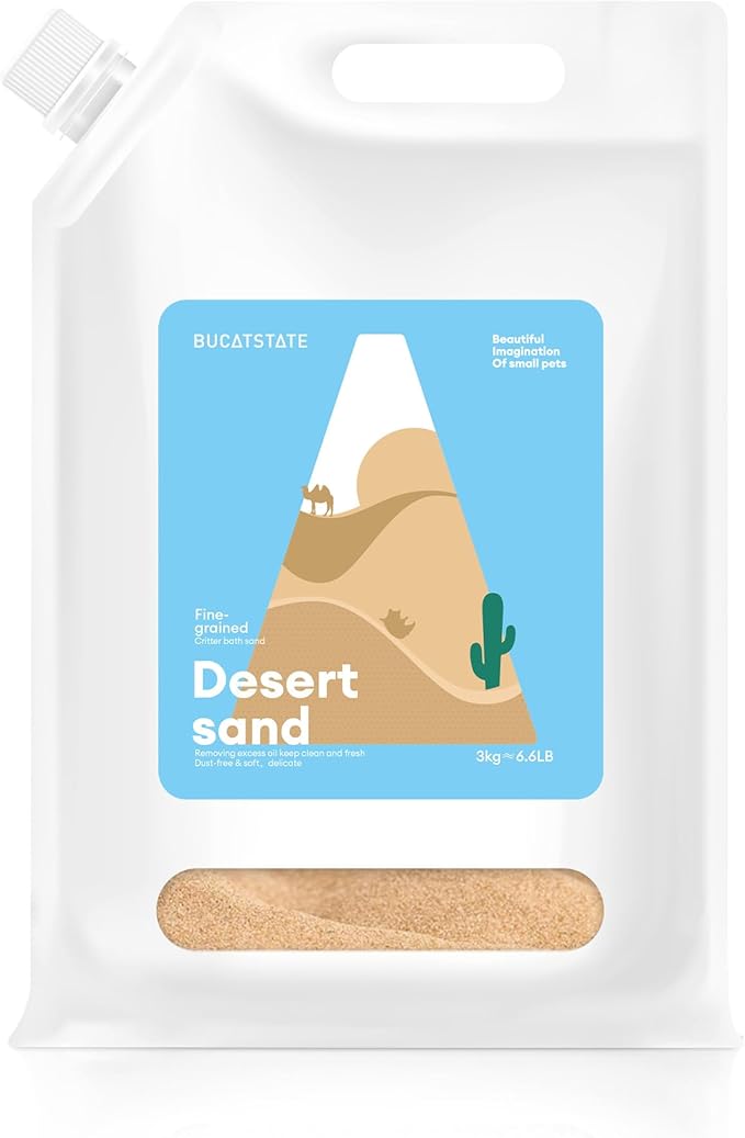 BUCATSTATE Hamster Bath Sand with Pour Spout, 6.6LB Desert Bath Sand | No-Dust Potty Litter Calcium-Free Sand for Hamster Chinchillas Gerbil Mice Degu or Other Small Pets (Fine Sand)
