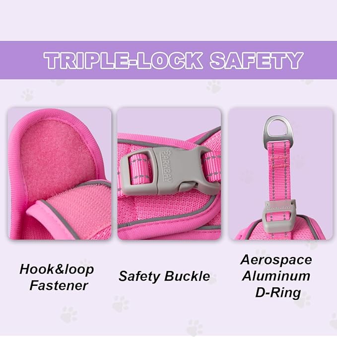 Cat Harness and Leash Set,Escape Proof Kitten Harness,Step in Adjustable Soft Lightweight,Easy Control,Reflective Strips Comfortable for Walking Travel(Pink,XXS)