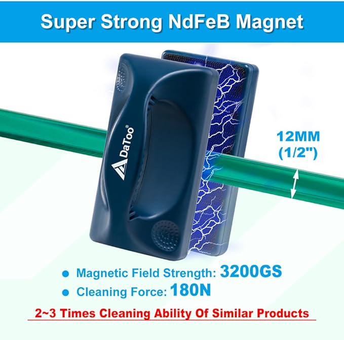 DaToo Aquarium Mini Magnetic Scrubber Scraper Small Fish Tank Cleaner Nano Glass Aquarium Cleaning Tools with Super Strong Magnet (Standard)