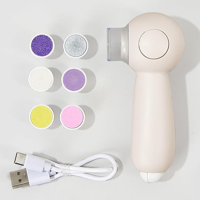 Bird Nail Grinder, Electric Parrot Beak Trimmer, 6 Grinding Heads Tool, 5.12x3.15x1.97 Inches Low Noise Rotary File, 1 Set White Usb Rechargeable, Bird Care for Cockatiel Hamster Small Pet Grooming