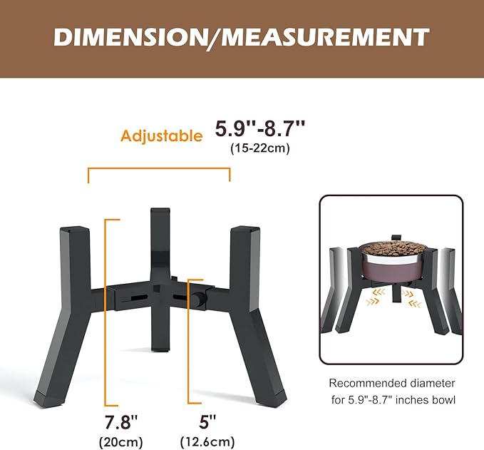 Elevated Dog Bowl Stand for Small Dogs, Adjustable Width 5.9-8.7", Raised Dog Food Water Bowls Holder, Bowl Not Included