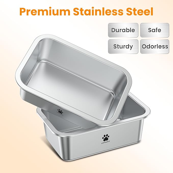 URPOWER 0.85 Gallon Large Dog Water Bowl, 2 Pack Thickened Stainless Steel Dog Water & Food Bowls with Non-Slip Mat, Spill-Proof Metal Pet Bowl Set for Medium, Large, X-Large Dogs, Indoor/Outdoor Use