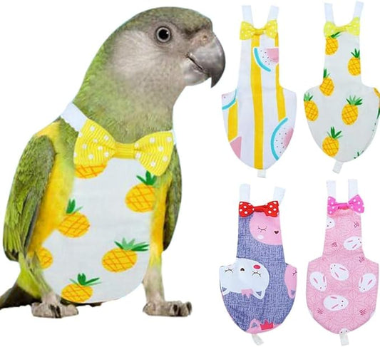 Diaper Flight Suite Liners for Birds Protective Nappy with Waterproof Inner Layer Cute Urine Wet Suit for Parrot Macaw African Budgies Conure Monk Parakeet (L,Grey)