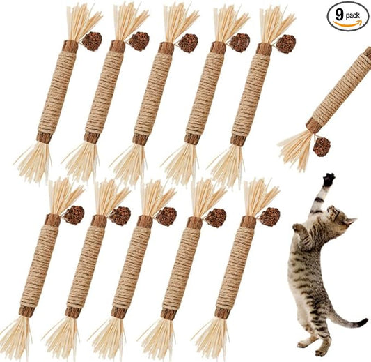 Cat Toys 10Pack Silvervine Chew Stick Kitten Treat Catnip Matatabi Toy Kitty Natural Stuff Catnip for Cleaning Teeth Indoor Dental Snack Interactive