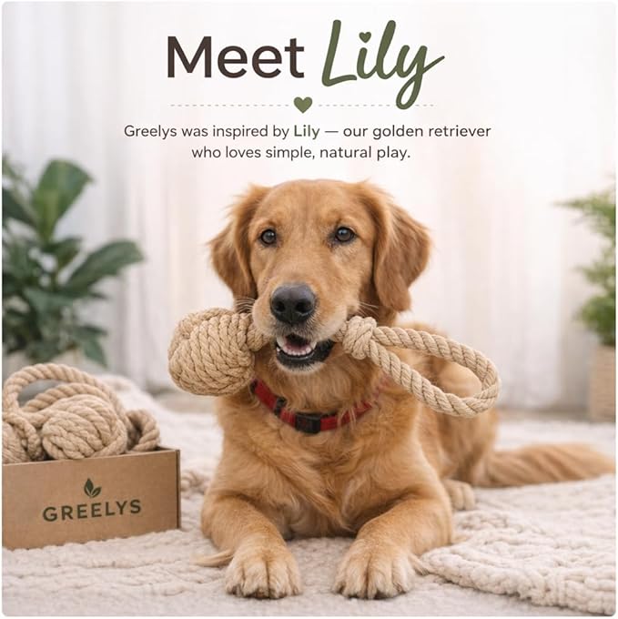 Natural Hemp Rope Dog Toy, Eco-Friendly Tug Toy for Interactive Play & Fetch, Safe Non-Toxic Alternative to Synthetic Rope Toys, Light to Moderate Chewers, Medium