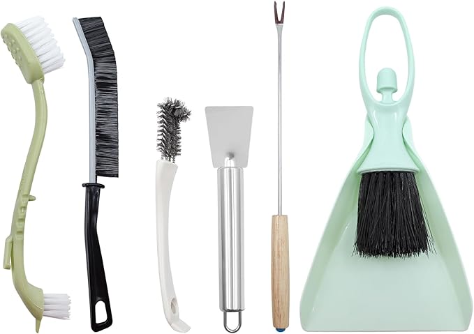 6 Pack Cage Cleaner Brush Tools Set, Parakeet Cage Accessories, Bird Poop Remover, Cleaning Tools with Plastic and Stainless Steel, Bird Cage Accessories