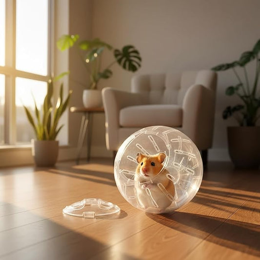 1Pc White-Transparent Plastic Silent Hamster Ball, Exercise Ball for Small Animals, Spinner Hamster Running for Sugar Gliders Small Mice Gerbils Hamsters (Dia. 5.71 inche)
