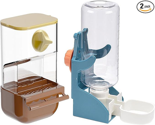 Automatic Bird Feeder for Cage, No Mess Automatic Bird Feeder Water Dispenser Set Acrylic Parrot Food Container Drinker Cage Accessories for Small Birds Canary Parakeet Finch Cockatiel Lovebirds
