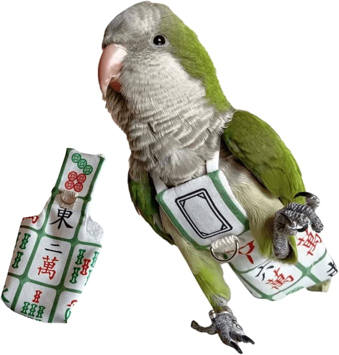 Bird Diaper Harness Flight Suit Clothes, Parrot Flight Suit with Leash for Parrot, Bird Flying Clothes with Rope and Handle for Outdoor Activities Training (Without Leash,Lovebird)