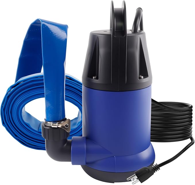 1.2HP Submersible Water Pump, 4000GPH Water Pump for Clean Water | Portable Transfer Pump with 32.8ft Cord and 23.6ft Hose for Swimming Pool、Crop irrigation、Water supply for food trucks & RVs