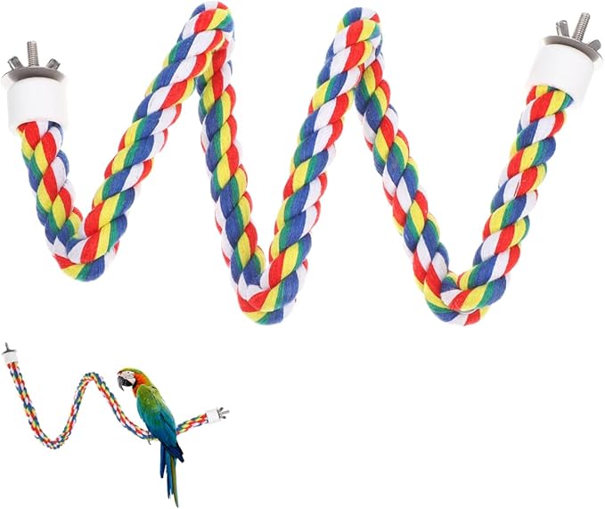 iplusmile Parrot Rope Perch 31.5 Inch Durable Cotton Climbing Toy for Birds Cage Chew Toy for Large Parrots Budgies Cockatiels and Conures Stress Relief and Exercise Accessory