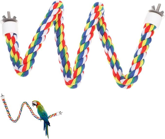iplusmile Parrot Rope Perch 31.5 Inch Durable Cotton Climbing Toy for Birds Cage Chew Toy for Large Parrots Budgies Cockatiels and Conures Stress Relief and Exercise Accessory