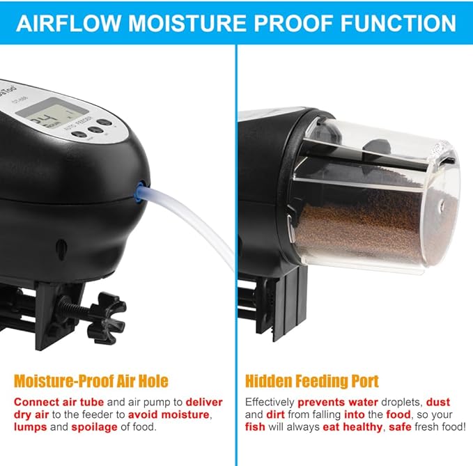 DaToo Aquarium Automatic Fish Feeder for Small Tank Auto Fish Food Dispenser Timer Vacation Betta Feeder with Moisture-Proof Air Hole and LCD Display