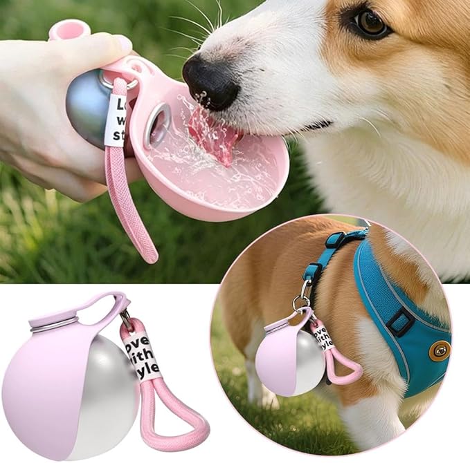 2-in-1 Portable Dog Water Bottle for Small Dogs,2026 New Foldable Pet Water Bottle,Waterbottle for Dogs on Walks,230ml Stainless Steel Pet Waterbottle,Leak-Proof & Compact Dog Travel for Hiking