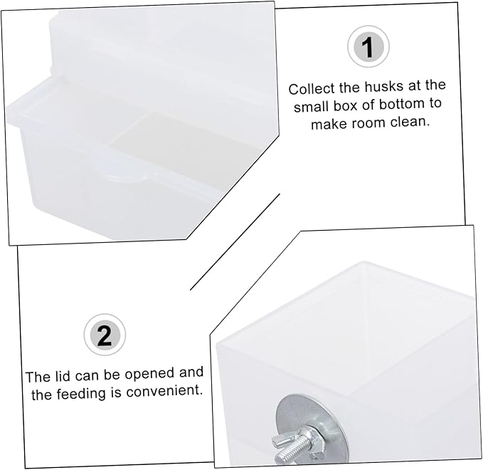 SUPVOX 2Pcs Automatic Bird Feeder Splash Parrot Food Box with Lid Easy Clean Feeding Container for Small Birds No Mess Seed Tray