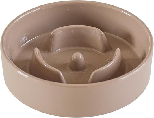 Havniva Ceramic 0.9 Cup Dog Bowl Slow Feeder for Small Dog, 6.1inch Pet Slow Feeder, Stop Bloat, Preventing Choking(Single Bowl-Brown Coffee)