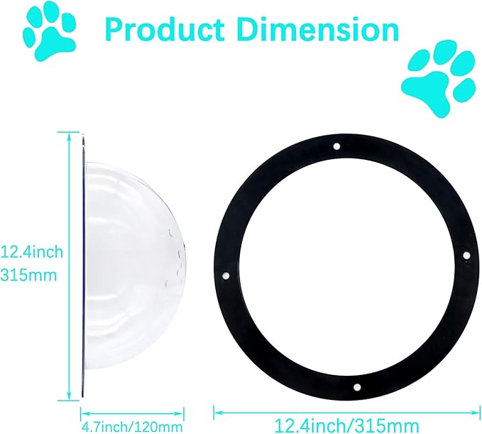 2-Pack 12.4" Acrylic Dog Fence Peek Window with Air Holes – Clear Dome Pet Viewing Panel for Dogs and Cats