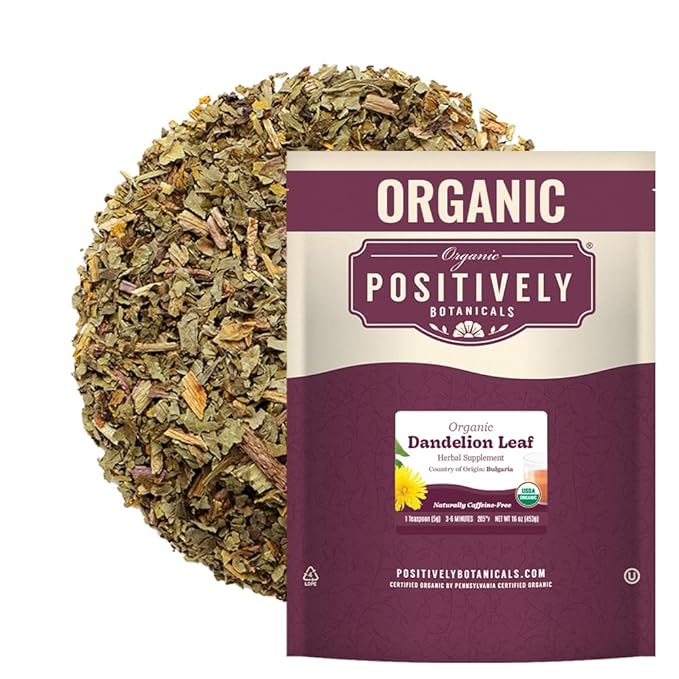 Organic Positively Botanicals Company, Dandelion Leaf, Herbal Tea Loose Leaf Botanical, 16 Ounce