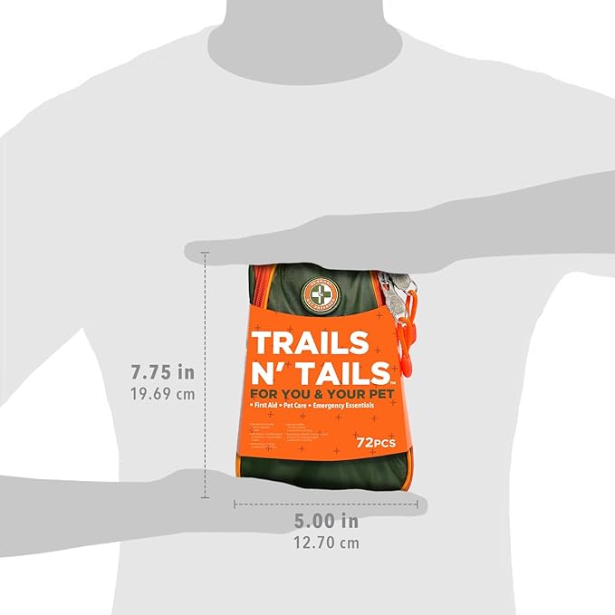 Be Smart Get Prepared Trails N’ Tails First Aid For You & Your Pet - 72 Pieces - Pet Care & Emergency Essentials - Designed for Pets, Outdoor, Auto & Home - Compact & Portable