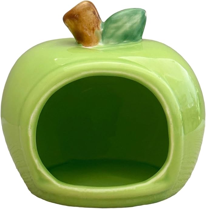 Ceramic Hamster House Cartoon Pet House Decor Furniture Hamster Nest Habitat for Chinchilla All Season Dwarf Ferret, Green