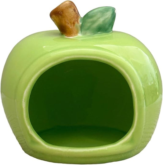 Ceramic Hamster House Cartoon Pet House Decor Furniture Hamster Nest Habitat for Chinchilla All Season Dwarf Ferret, Green