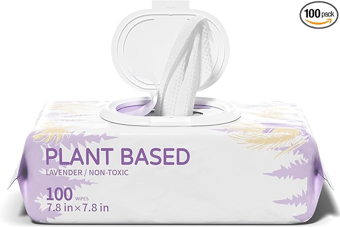 IMMHABI 100 PCS Dog Wipes for Paws and Butt Hypoallergenic Pets Cleansing & Deodorizing Anal Gland Hygienic Puppy Wipes for Dogs Face and Body Wipes Cleaning Fur Doggie Wipes Doggy Wipes (Lavender)