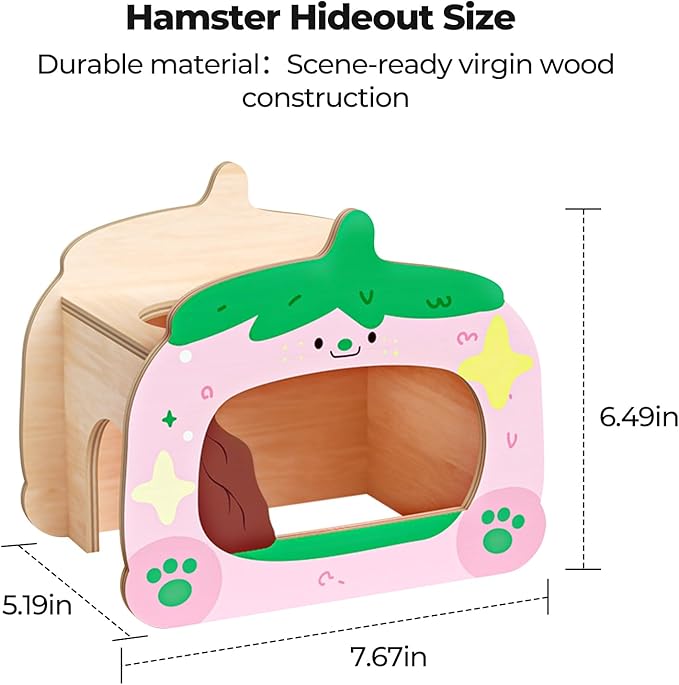 mini&moe Hamster Houses and Hideouts - Wooden Hamster Hideouts Multiple Entrances Small Animal Habitat Cage Accessories & Decor for Syrian Dwarf Gerbils Rat Mouse