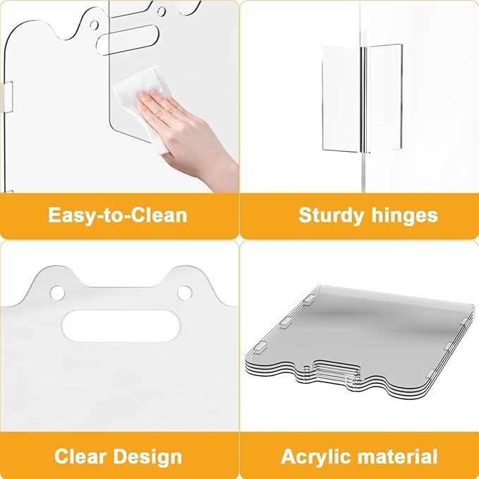 Clear Acrylic Pet Gate - 4 Panel，79” Width White, Indoor/Outdoor Use Foldable FreeStanding Puppy Gates for Dogs & Guinea Pigs, Doorway Stairs Barrier with Transparent Panels