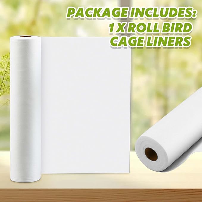 Drydiet 100 ft x 18 Inch Bird Cage Liner Disposable Parakeet Cage Liners Precut Absorbent Bird Paper Accessories for Pet Animal Parrot (White)