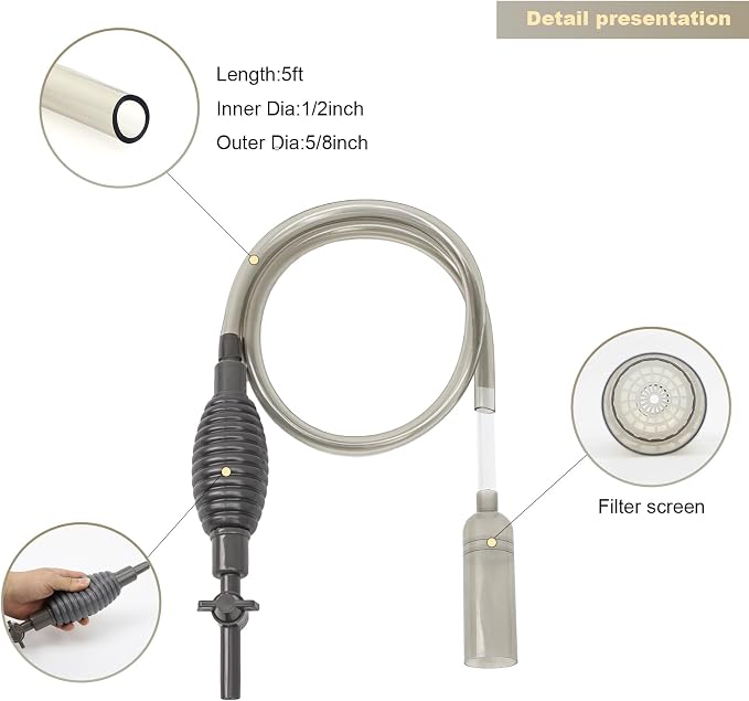 Fish Tank Cleaning Essentials: 8.5ft Aquarium Vacuum, Gravel Vacuum, and Siphon Pump for a Spotless Aquarium