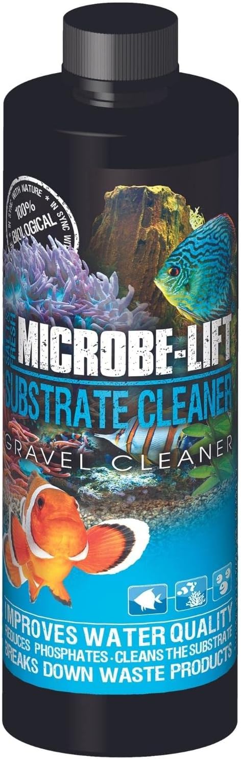 Microbe-Lift Gravel & Substrate Cleaner for Saltwater Aquarium and Freshwater Tanks, Tank Cleaner and Aquarium Water Conditioner, Clarifies Water, Reduces Muck, Aquarium Supplies, 16 Ounces (GSC16)