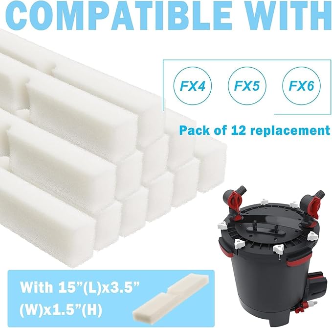 Podoy Fx4 FX5 FX6 Foam Filter Pads Replacement Compatible with Fluval Canister Filter (30 PCS)