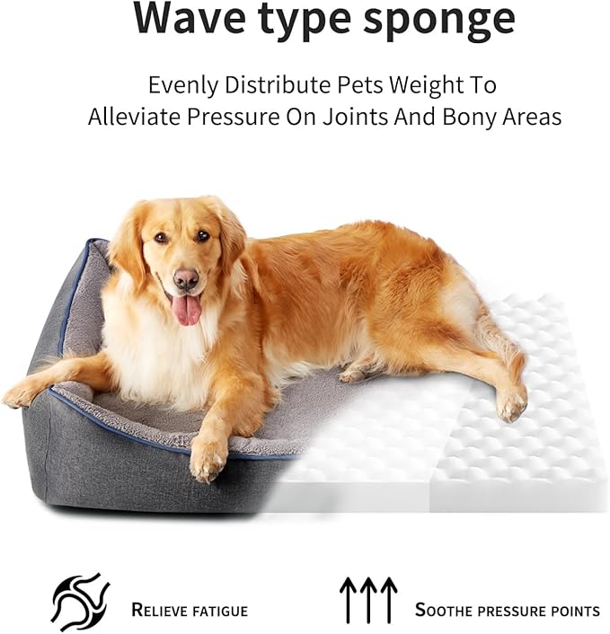 Tidore Orthopedic Dog Bed Medium Size Dog, Durable Egg Crate Foam Sofa Dog Bed wit Washable Removable Cover,Waterproof Lining,Pet Bed for Large Dogs (Dark Grey-Velvet, 26.4" L x 21.7" W x 6.2" Th)