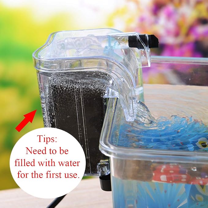 HIERYAN Fish Tank Small Filter Small Aquarium Filter，for 1 to 8 Gallons | Small Submersible Hanging Fish Tank Filter