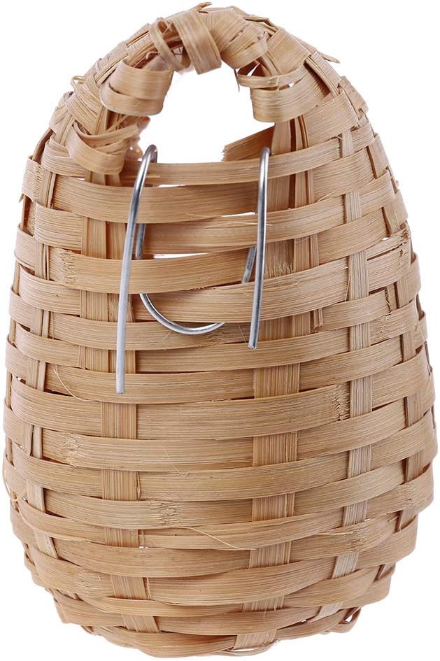 Small Bird Nest with Metal Hook Hand-Woven Bird Eco-Friendly Natural Bamboo Cage Accessories Hanging Bird Shelter
