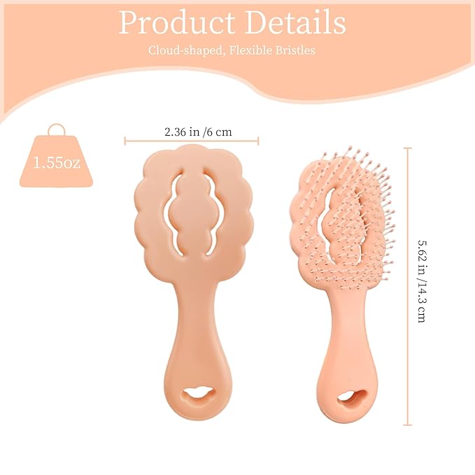 Cloud-Shaped Soft Bristle Small Dog Brush - Hollow Back Design for Easy Grooming - Ideal for Yorkie, Shih Tzu, Maltese Maltipoo Pomeranian- Puppy Essentials , Pet Hair Removal Essentials (Pink)