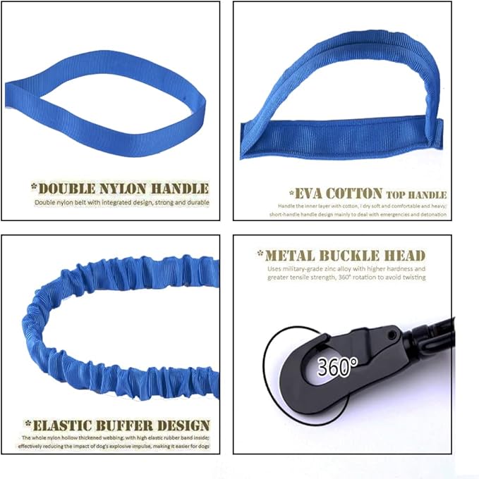 Xqpetlihai Tactical Dog Collar and Leash Set Adjustable Military Nylon Dog Collar with Control Handle and Heavy Duty Metal Buckle for Large Dogs （Dark Blue L