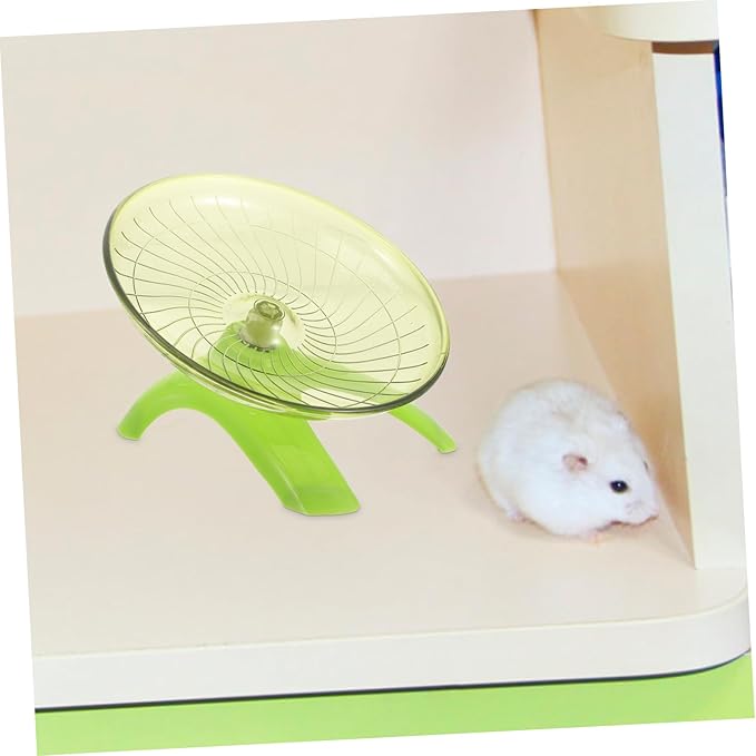 Toddmomy Silent Flying Saucer Exercise Wheel for Hamsters Guinea Pigs Chinchillas Hedgehogs Smooth Edges Quiet Running for Small Pets Cage Accessory in Matcha Green