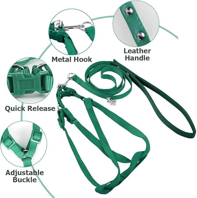 ASOCEA Adjustable Bird Harness and Leash, 2 Pack Bird Food Stainless Steel Cups for Yellow Naped Amazons Galah Cockatoos Small to Medium Breed Parrots Fits Birds Chest