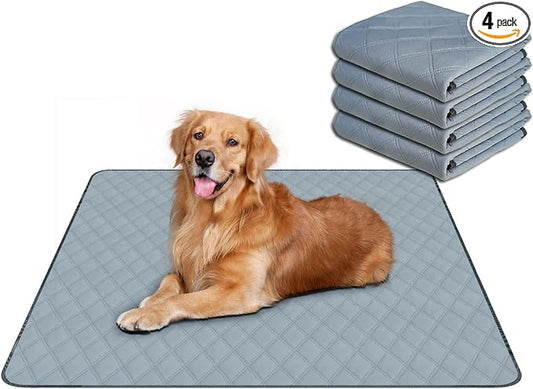 RIOUSSI Washable Pee Pads for Dogs, Reusable, Absorbent, Leakproof, Non Slip Pet Puppy Pads for Potty Training. Light Gray, 36x41 Inch(4pack)