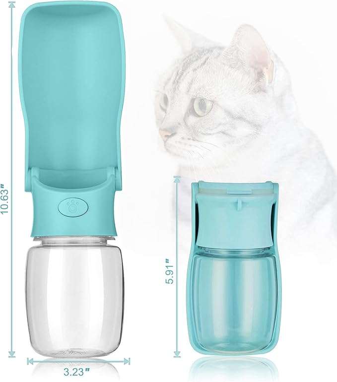 Portable Dog Water Bottle, Foldable Dog Water Bottle Leak Proof Dispenser for Puppy Small Medium Large Dogs, Pet Drink Cup for Walking Hiking Traveling(Blue,12oz)