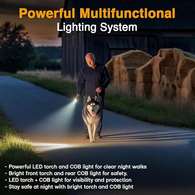 Superious Dog Bark Deterrent Device 4-in-1 Ultrasonic Anti Barking Control, 3X Ultrasonic Power, 6 Training Modes, 60FT Range, Indoor Outdoor, Rechargeable, IPX6 Waterproof, Compact with Flashlight