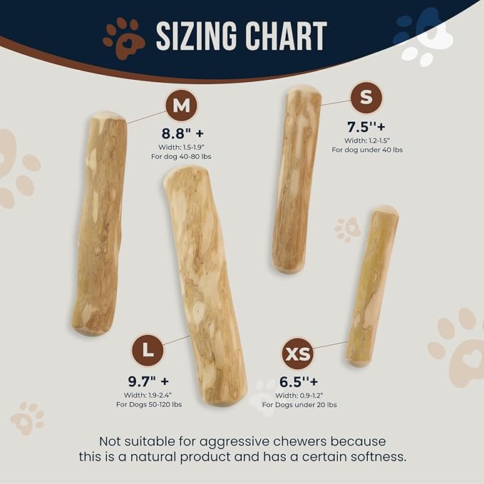 Coffee Wood Chew and Cotton Rope Toy for Dogs - 100% Natural, Organic Wood Stick for Chewers Teeth Cleaning, Training - Size M
