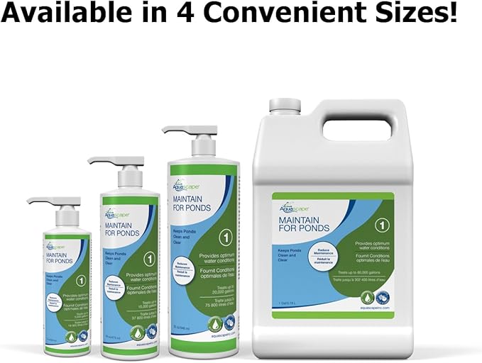 Aquascape Maintain Water Treatment for Koi and Fish Ponds, Easy to Use, Powerful Blend of Beneficial Bacteria, Phosphate Binder, Flocculent, and Detoxifier, 32 Ounce / 946 ml | 96059