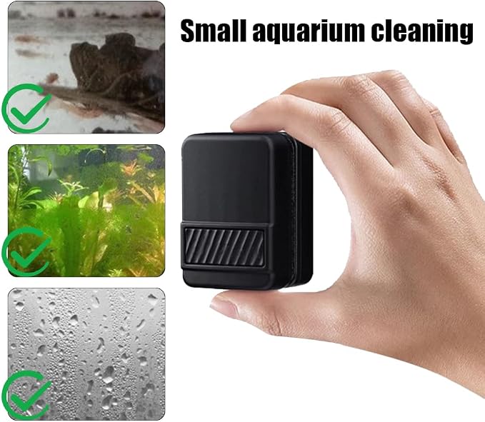 MiOYOOW Magnetic Aquarium Glass Cleaner, Mini Aquarium Algae Scraper for Small Square Fish Tanks Desktop Aquariums Freshwater Saltwater