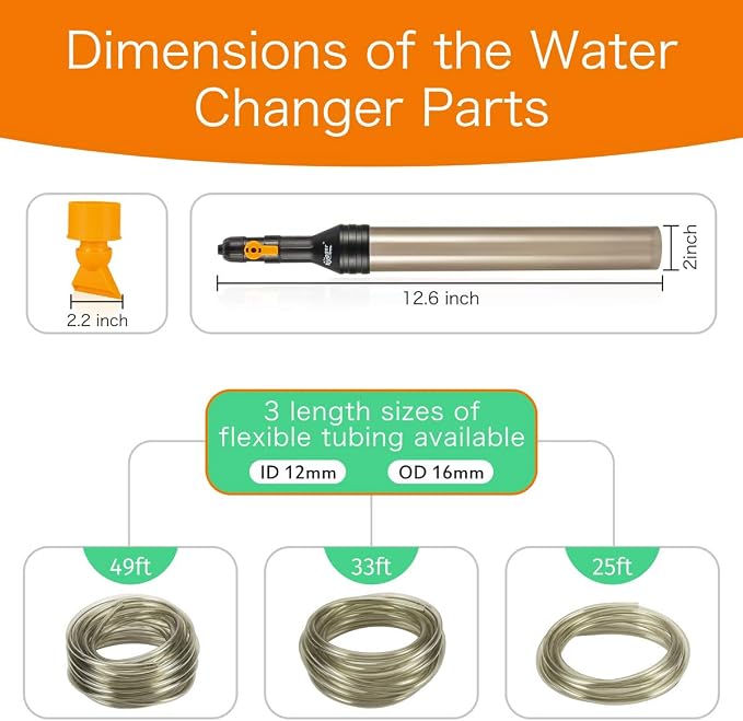 hygger Upgrade Aquarium Water Changer Kit, Semi-Automatic Fish Tank Gravel Cleaner, with 33 FT Water Hose, Flow Control Valve